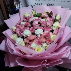 Bouquet of pink and white flowers By Flower Bar Cebu