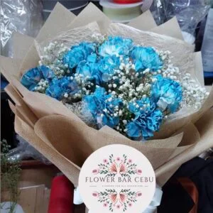 A bouquet of blue carnation by Flower Bar Cebu