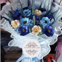 Cute blue flower arrangement by flower bar Cebu