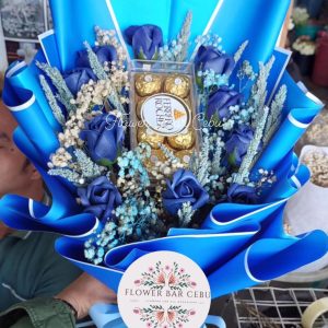 Dried Blue & Ferrero Bouquet