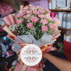 Pink Carnation Flower Bouquet by Flower Bar Cebu