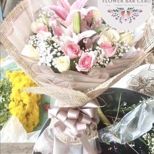 Pink Lillium & Mixed Rose Elegance Bouquet