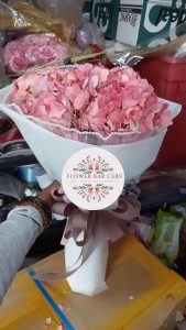 Lush Pink Hydrangea Bouquet with Pearl Accent