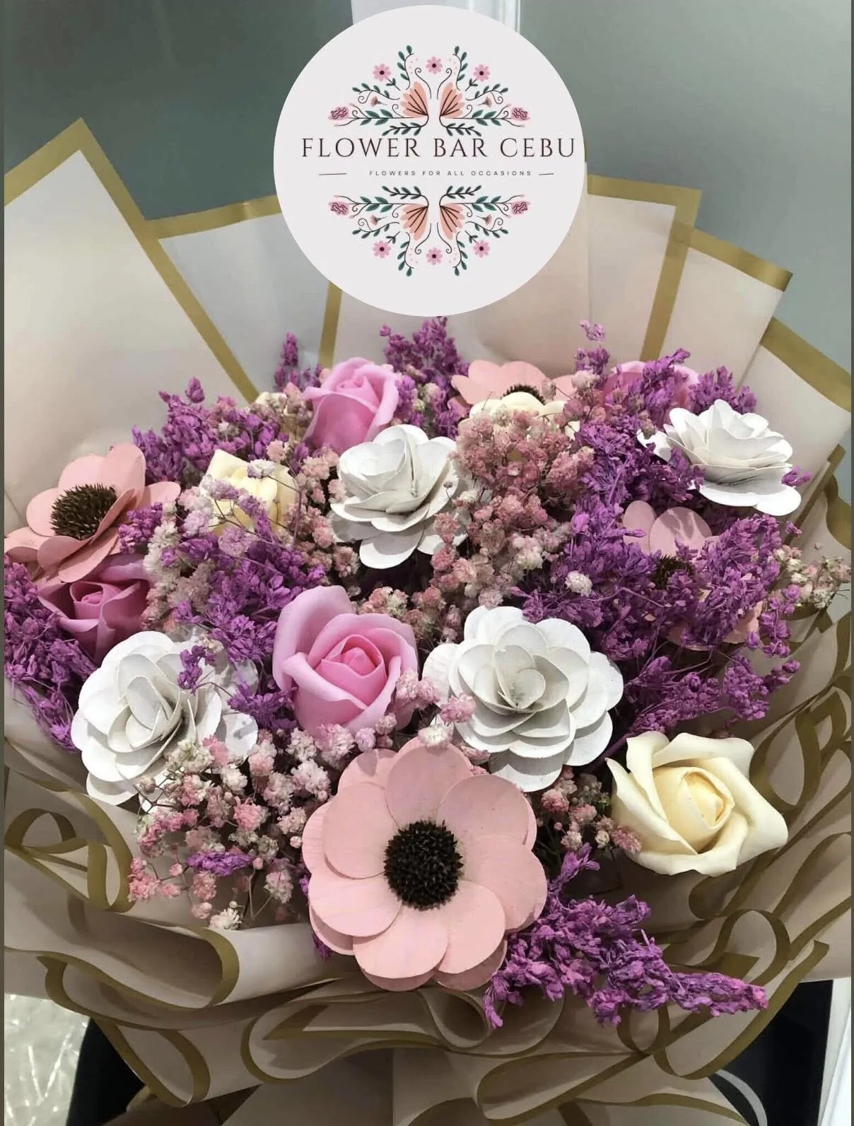 Everlasting Purple & Pink Dried Floral Bouquet