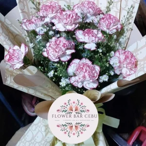 Pink-Tipped White Carnation Medley