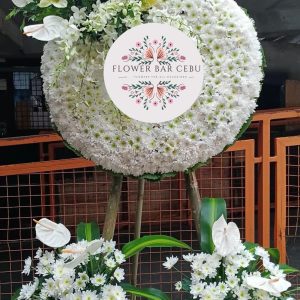 White Lily & Chrysanthemum Funeral Standing Spray