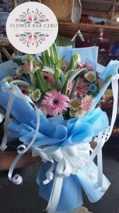 Sky Blue Garden Gerbera & Lily Bouquet