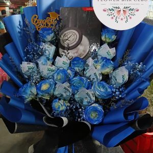 Grand Achievement Blue Rose Money Bouquet